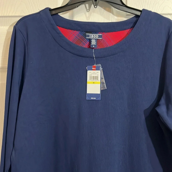 NWT Izod women’s Navy Blue Tunic Long sleeves - Contrast Hem size Medium - Picture 2 of 9